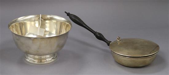 A Paul Revere reproduction sterling silver bowl and a sterling silver warming dish, gross 16.5 oz.
